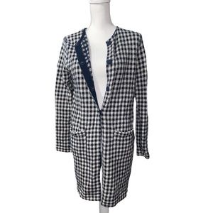 Allude Wool Cashmere Plaid Long Line Cardigan | Wool Cashmere Cardigan Sweater